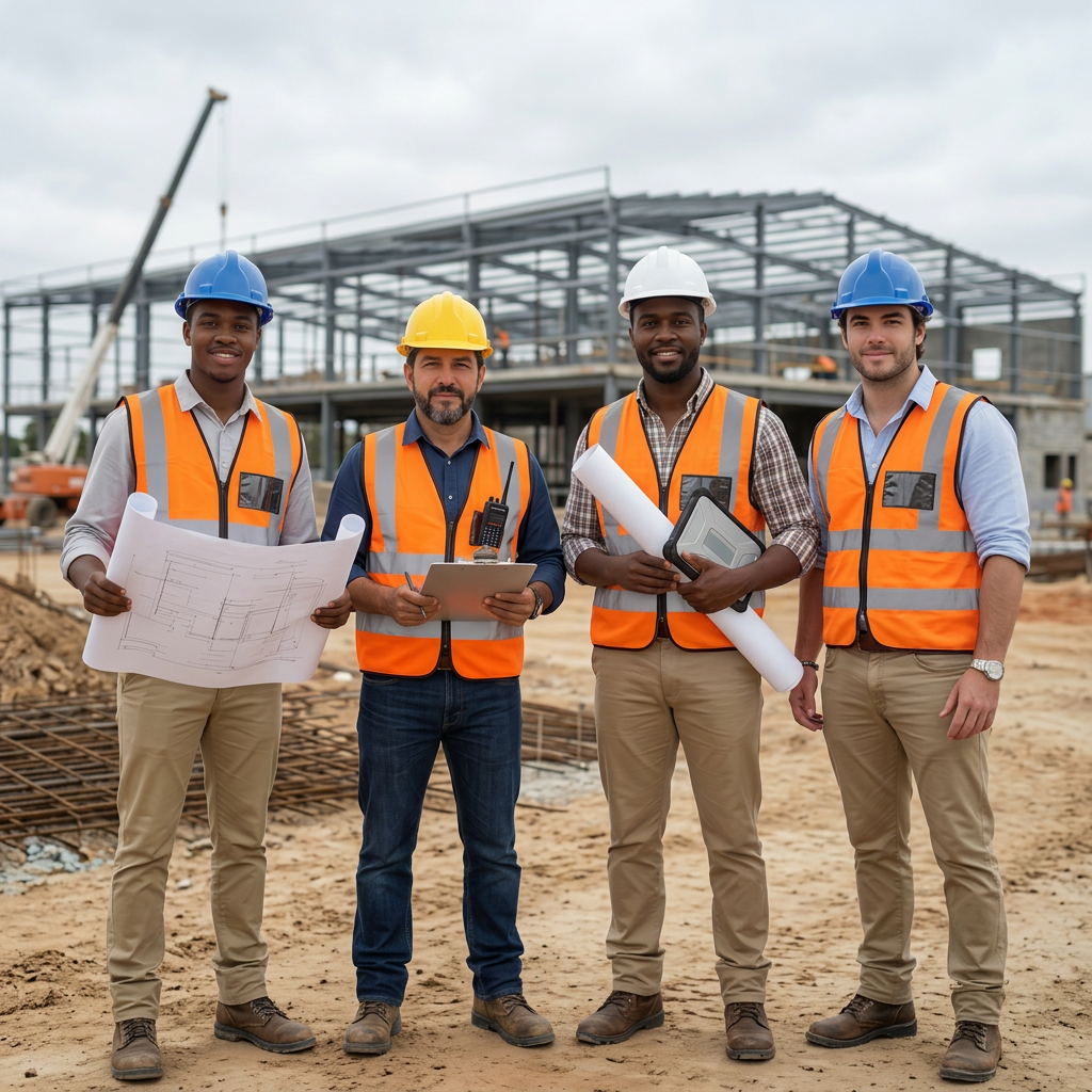Construction leadership team on job site