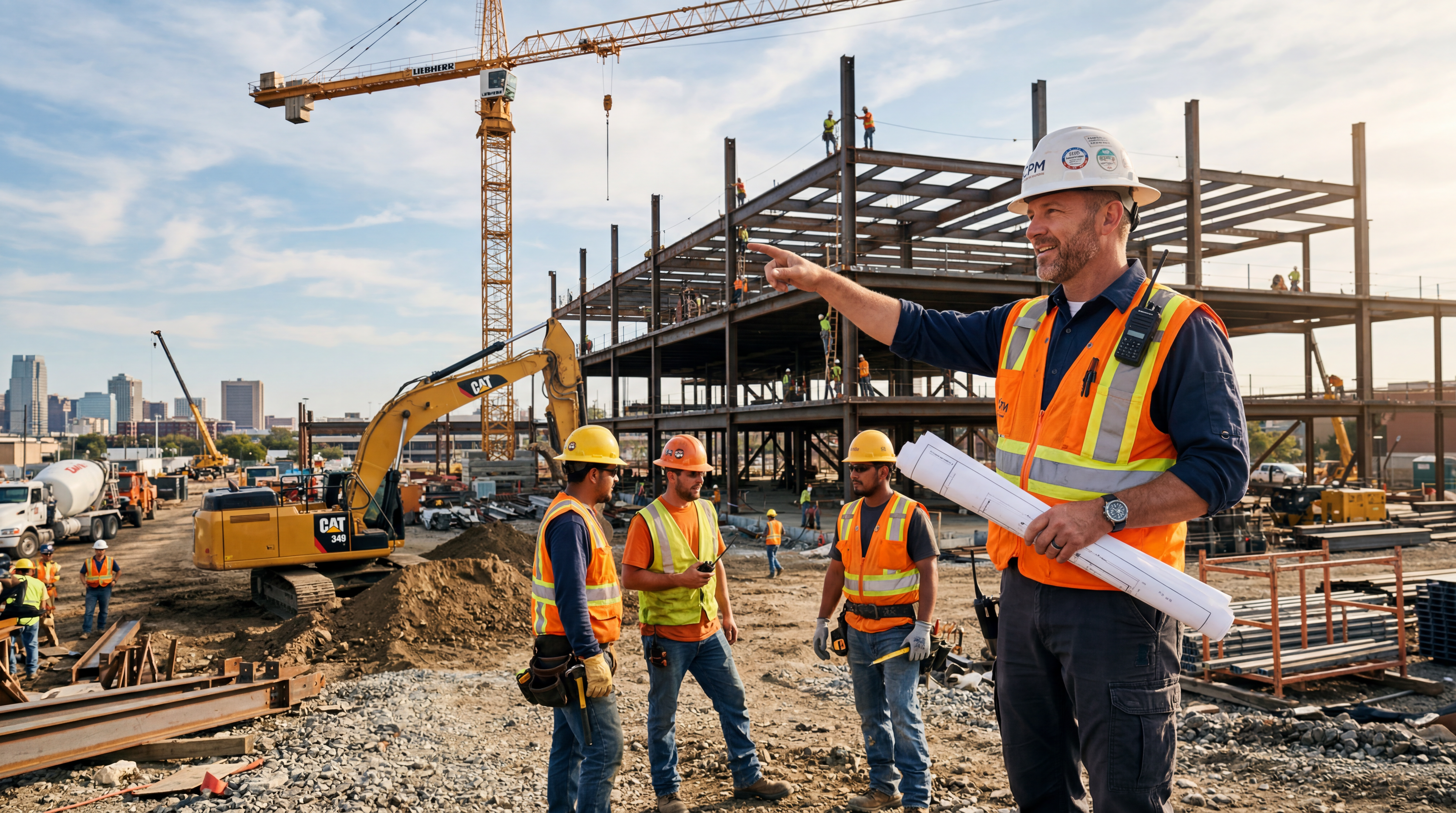 Construction leadership team on job site